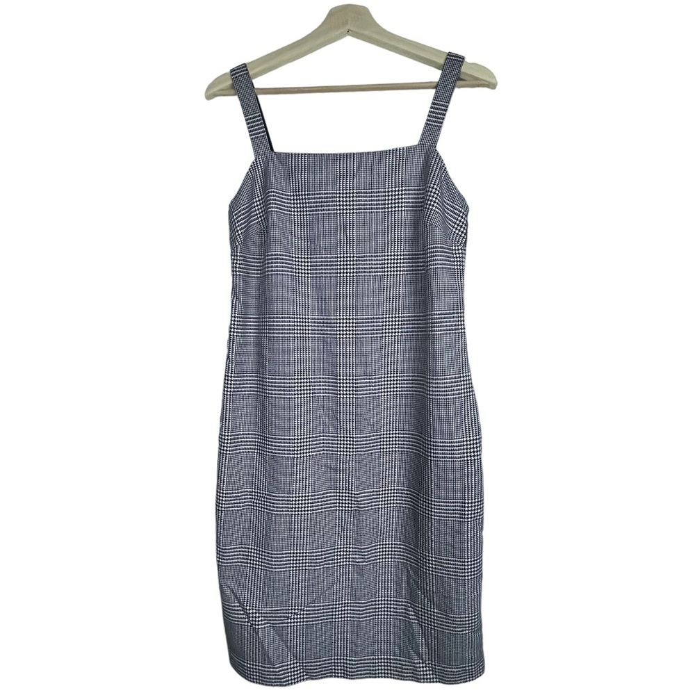 TOMMY HILFIGER Y2K Black and White Plaid Strapless Mini Dress (8)